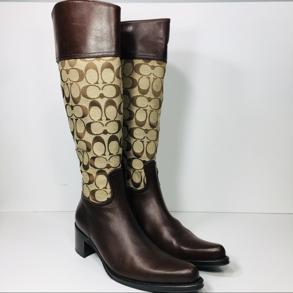 Coach Shoes - Coach Olivia Brown Leather Riding Boots 6B